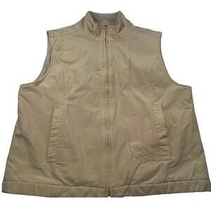 LL Bean Womens Vintage Soft Shell Fleece Lined Vest Pale Yellow/Beige Medium